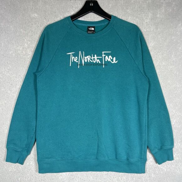 The North Face Sweater Women’s Medium Graphic Injection Crew Teal Green - Picture 1 of 11